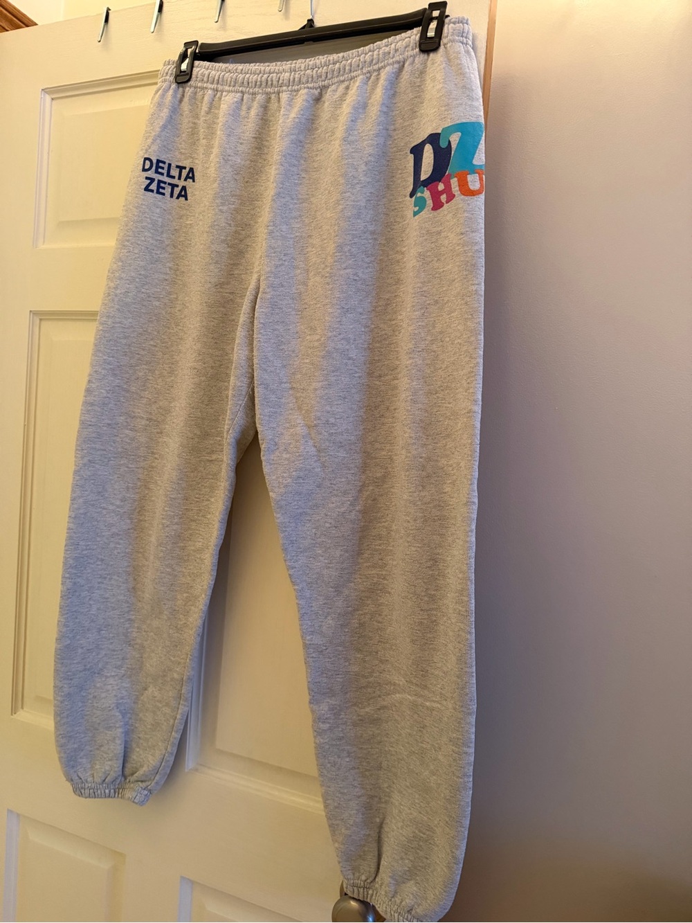 Gildan Gray Delta Zeta Logo Sweatpants with Multicolor Print